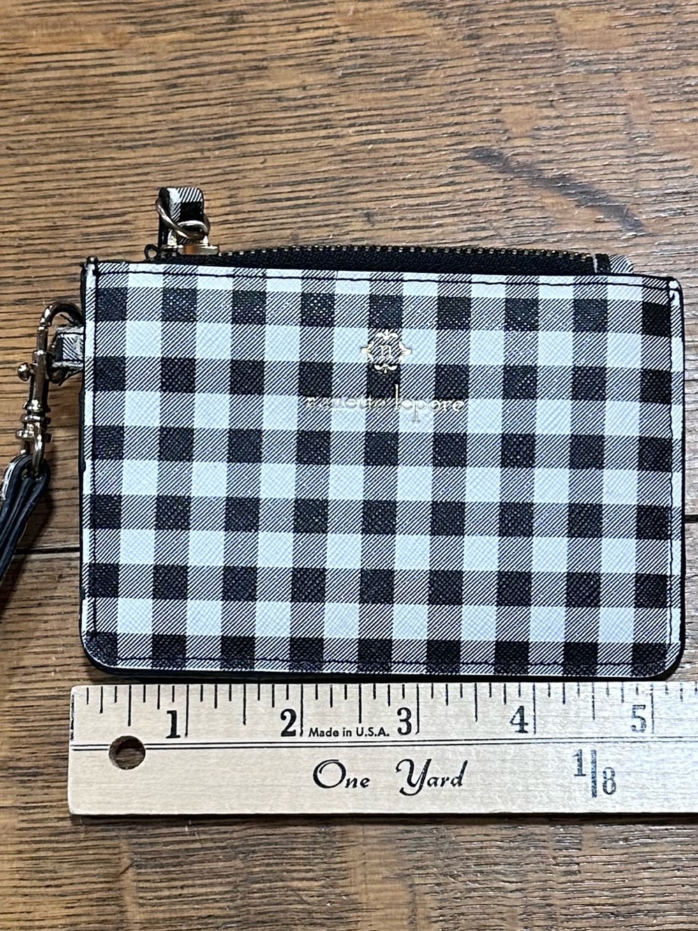 Nanette Lepore Black and White Gingham Wristlet Wallet